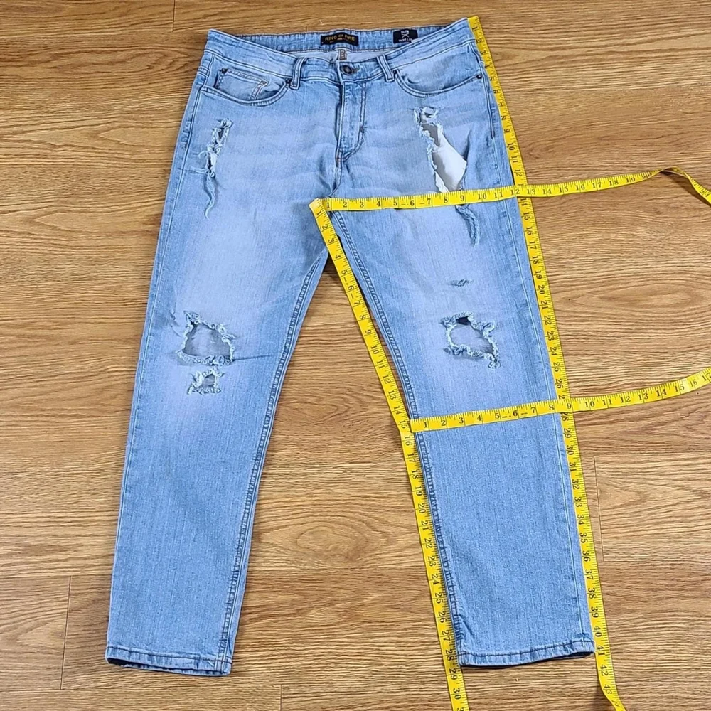 RING OF FIRE 34x28 FADED LIGHT WASH, DISTRESSED, NEW FEEL SLIM MEN'S JEANS